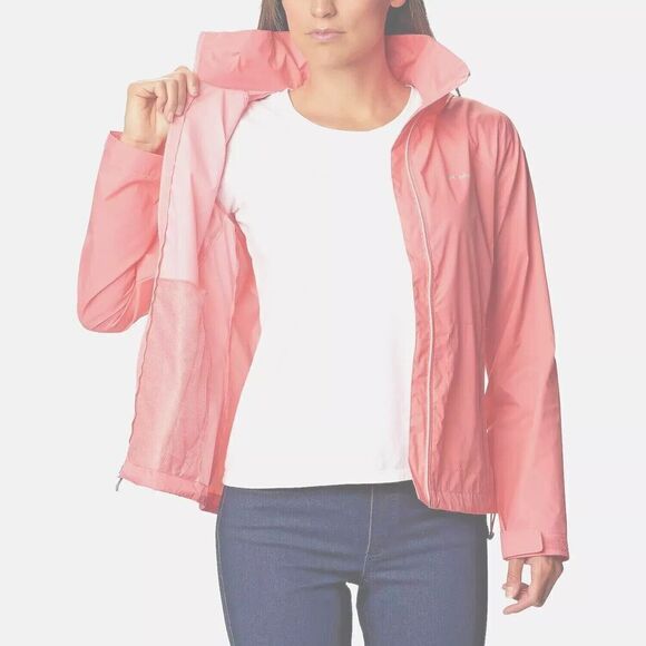 Columbia Womens Switchback Waterproof Hooded Packable Rain Jacket Peach Blossom - Picture 1 of 6